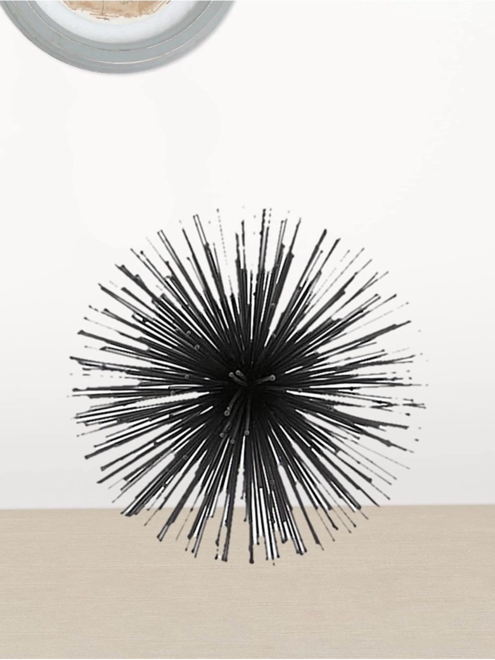 Modern Day Accents 5351 Erizo Spiked Medium Black Sphere, 8" D